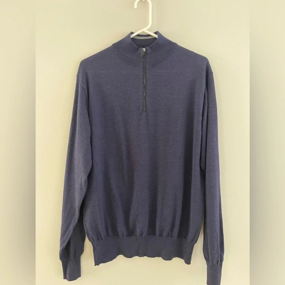 🌸Sale Peter Millar half zip merino wool and silk sweater L - Picture 1 of 5
